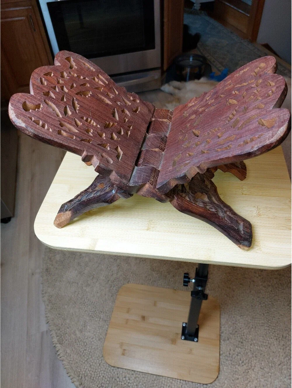 Hand Carved wooden Bible holder India
